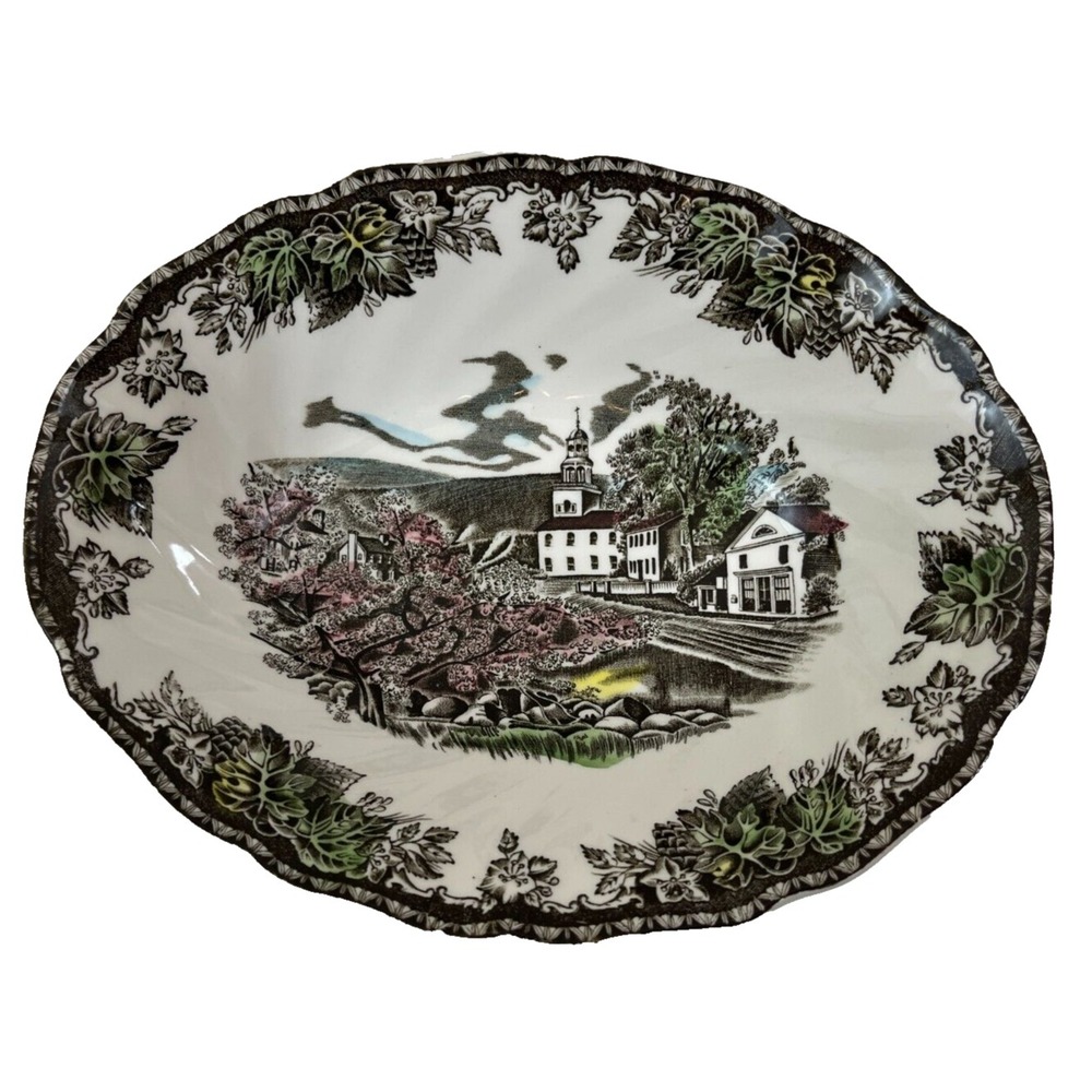 Johnson Bros Friendly Village The Village Green 9" Oval Serving Bowl England